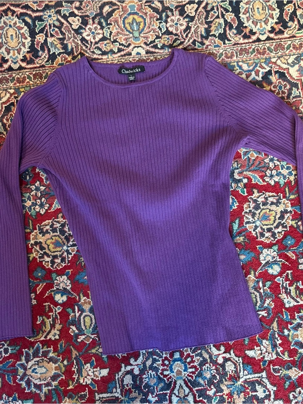 Chadwicks Women’s Vibrant Purple Ribbed Long Sleeve Top